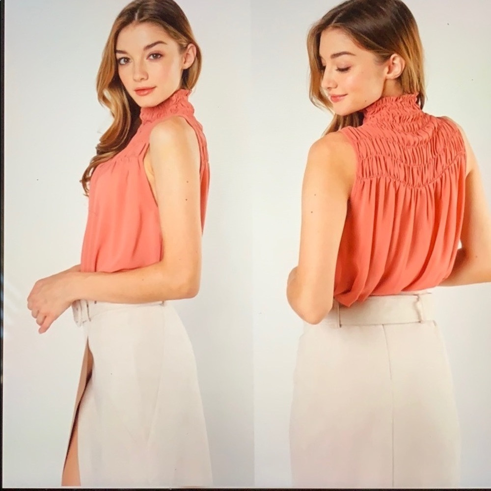 Mauve high collar Blouse